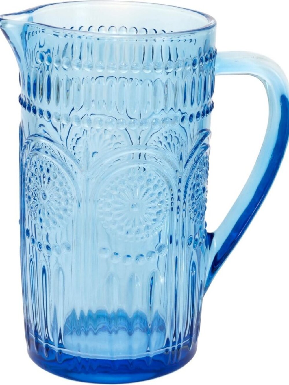 Vintage-Inspired Sky Blue Glass Pitcher - 5.5 Cup Capacity, Retro Home Decor